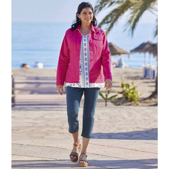 Atlas for Women Womens/Ladies Embroidered Cropped Jeggings / Blue - Picture 5 of 5